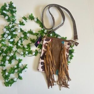 NWT Faux Leather Cow Print Fringe Crossbody Bag ❤️🐮